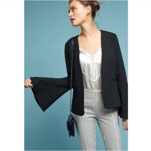 Cartonnier for Anthropologie Black Flared Sleeve Blazer